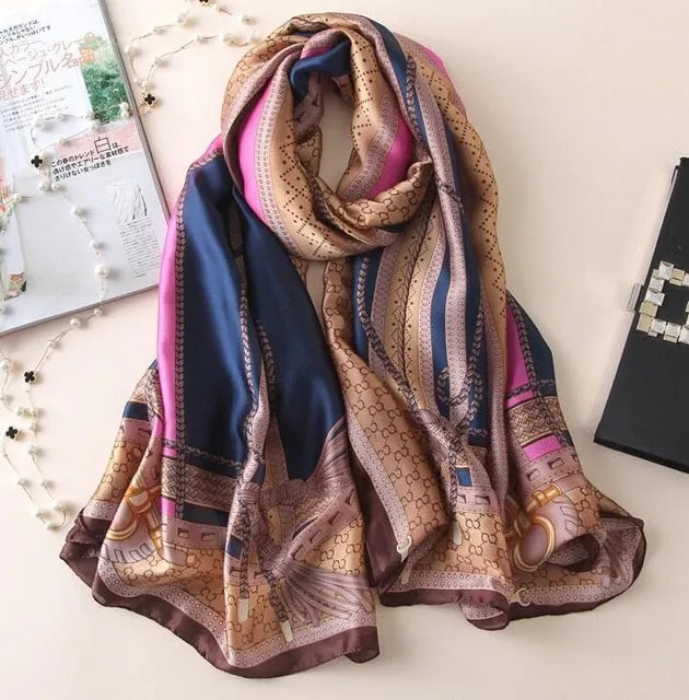 Luxury Brand Soft Silk Foulard Summer Women Scarf