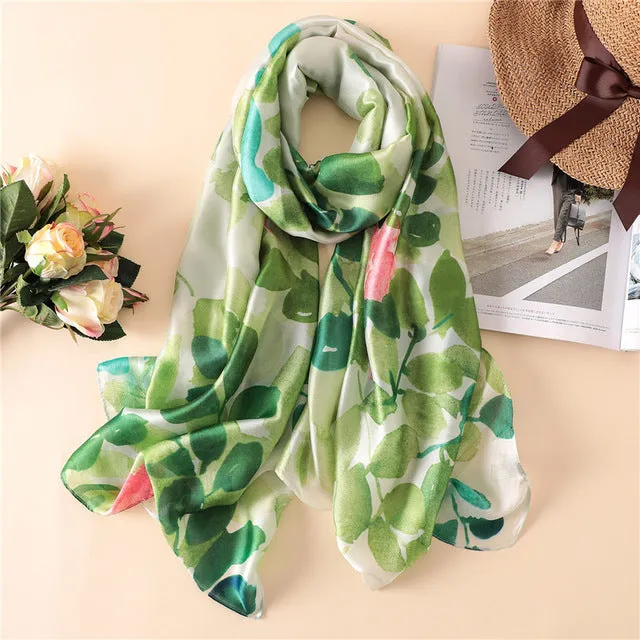 Luxury Brand Soft Silk Foulard Summer Women Scarf