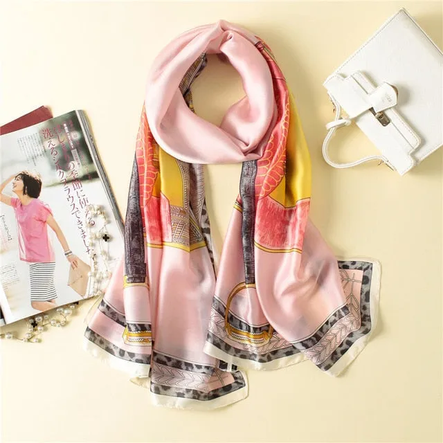 Luxury Brand Soft Silk Foulard Summer Women Scarf