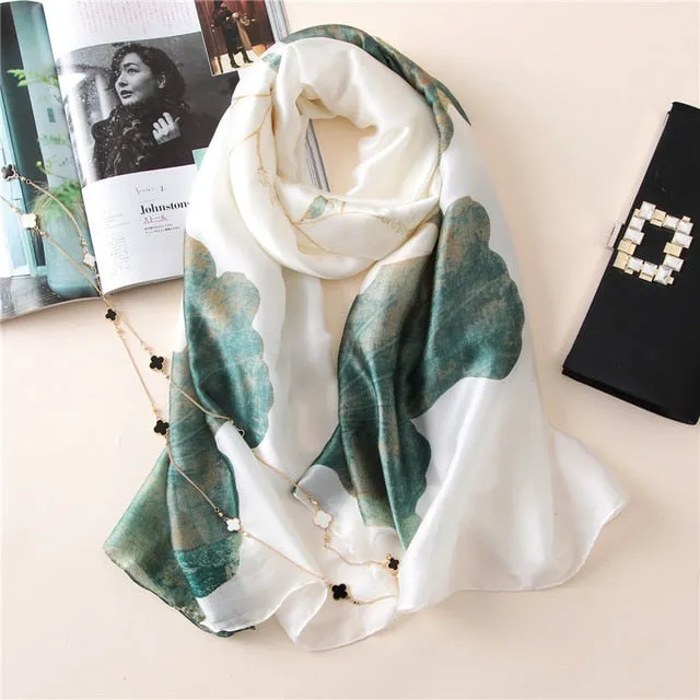 Luxury Brand Soft Silk Foulard Summer Women Scarf