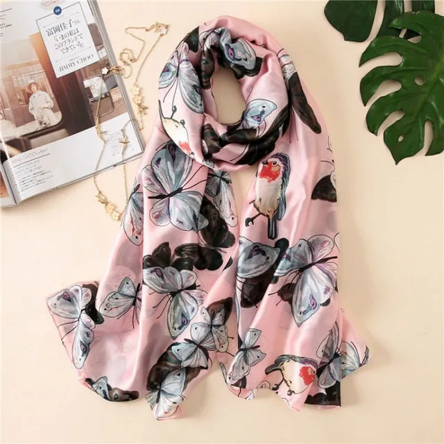 Luxury Brand Soft Silk Foulard Summer Women Scarf