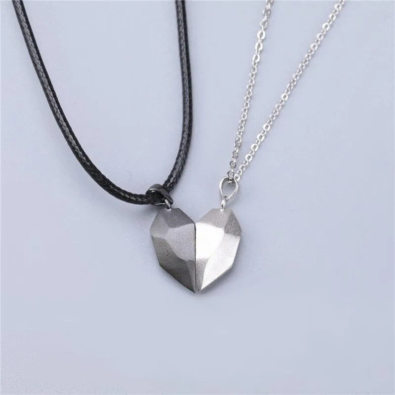 Magnetic Half Heart Couple Necklaces Set