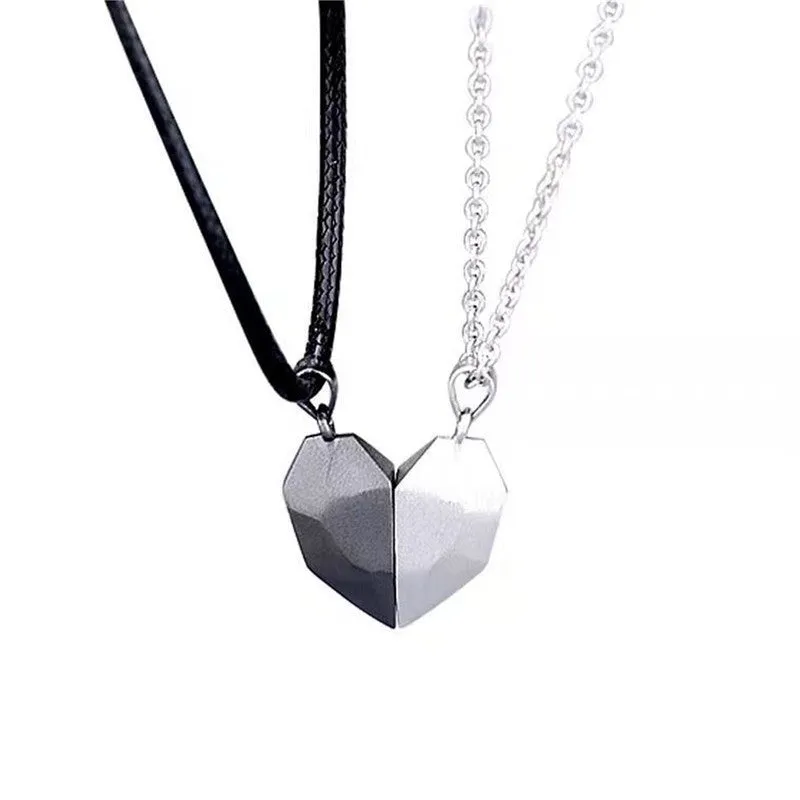 Magnetic Half Heart Couple Necklaces Set