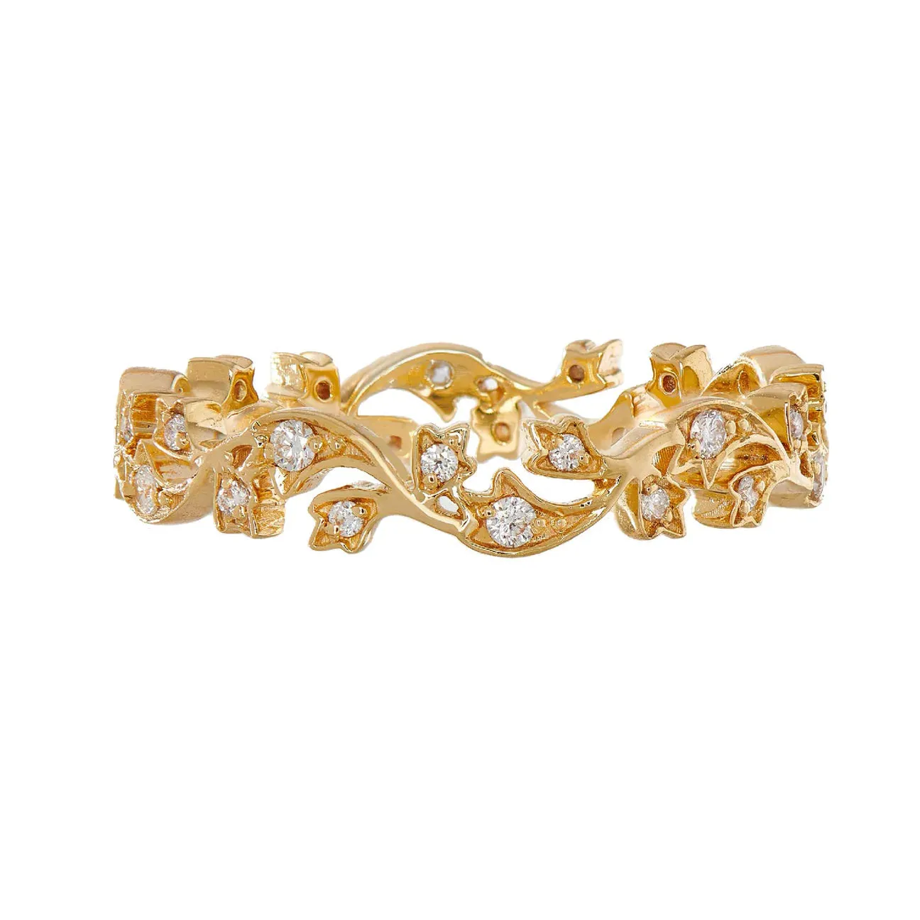 Mariposa Stackable 18K Yellow Gold Ivy White Diamond Band