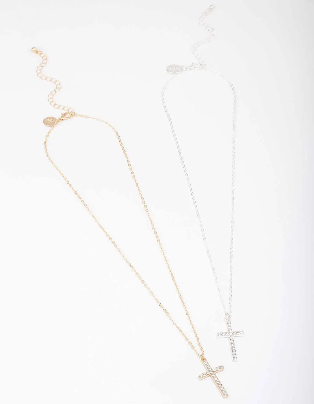 Mixed Metals Diamante Cross Necklaces 2-Pack