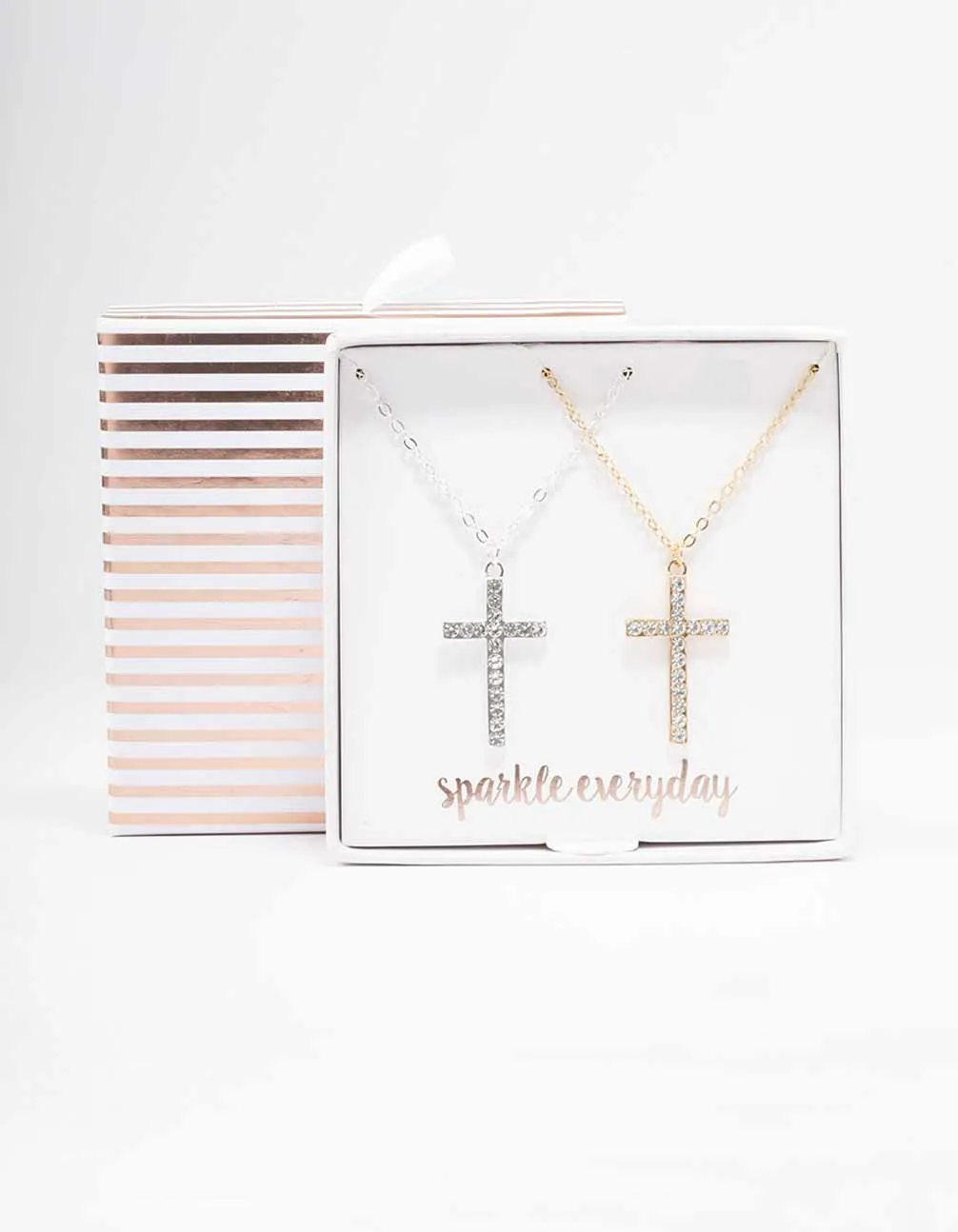 Mixed Metals Diamante Cross Necklaces 2-Pack