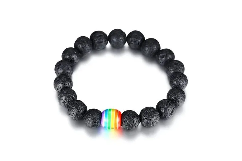 Natural Stone Rainbow Black Beaded Bracelets