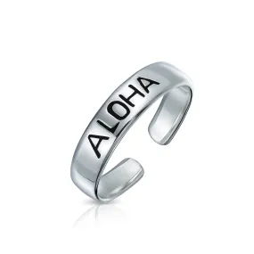 Nautical Aloha Hawaiian Beach Sterling Silver Toe Ring Midi Band