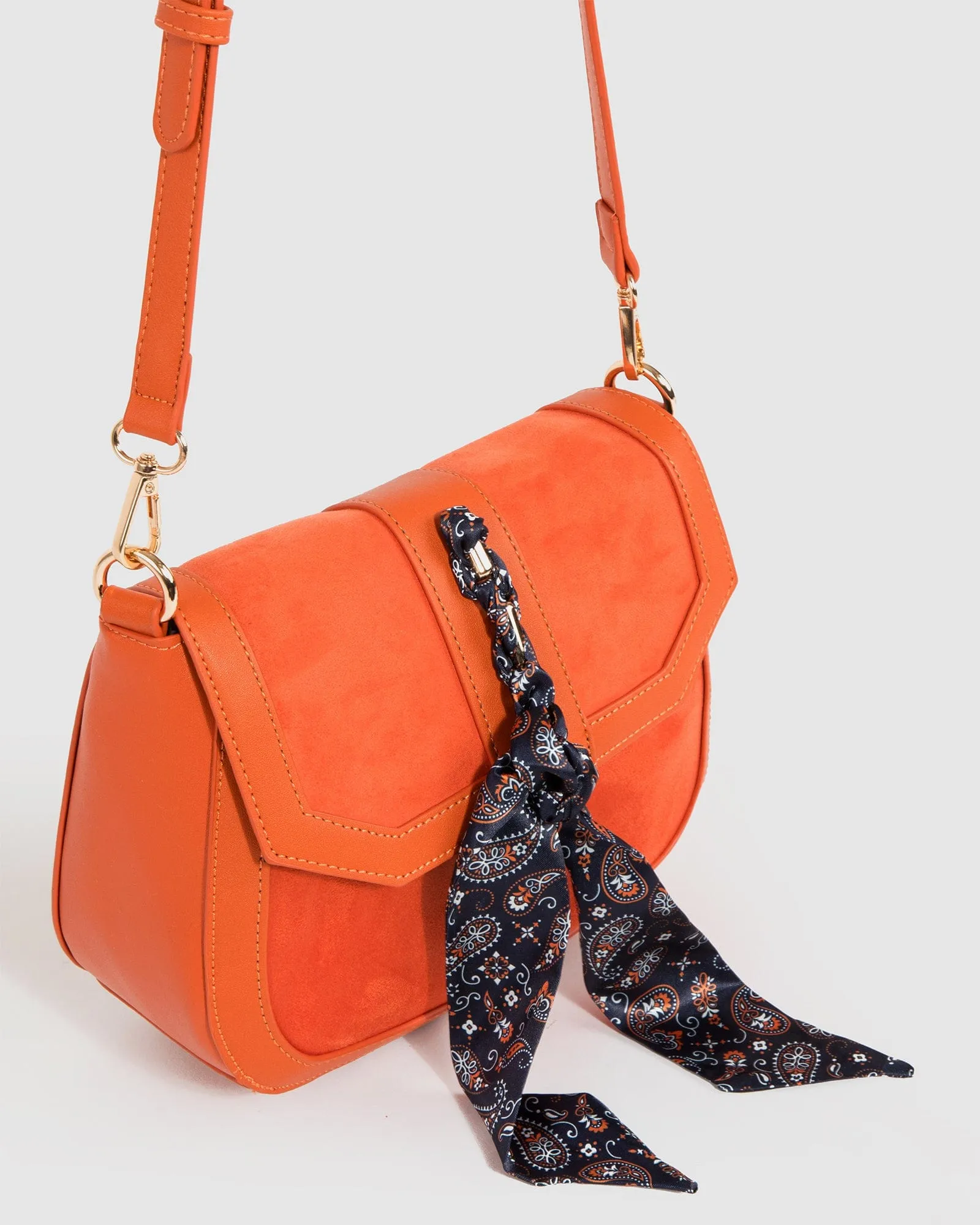 Orange Aria Scarf Crossbody Bag