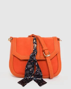 Orange Aria Scarf Crossbody Bag