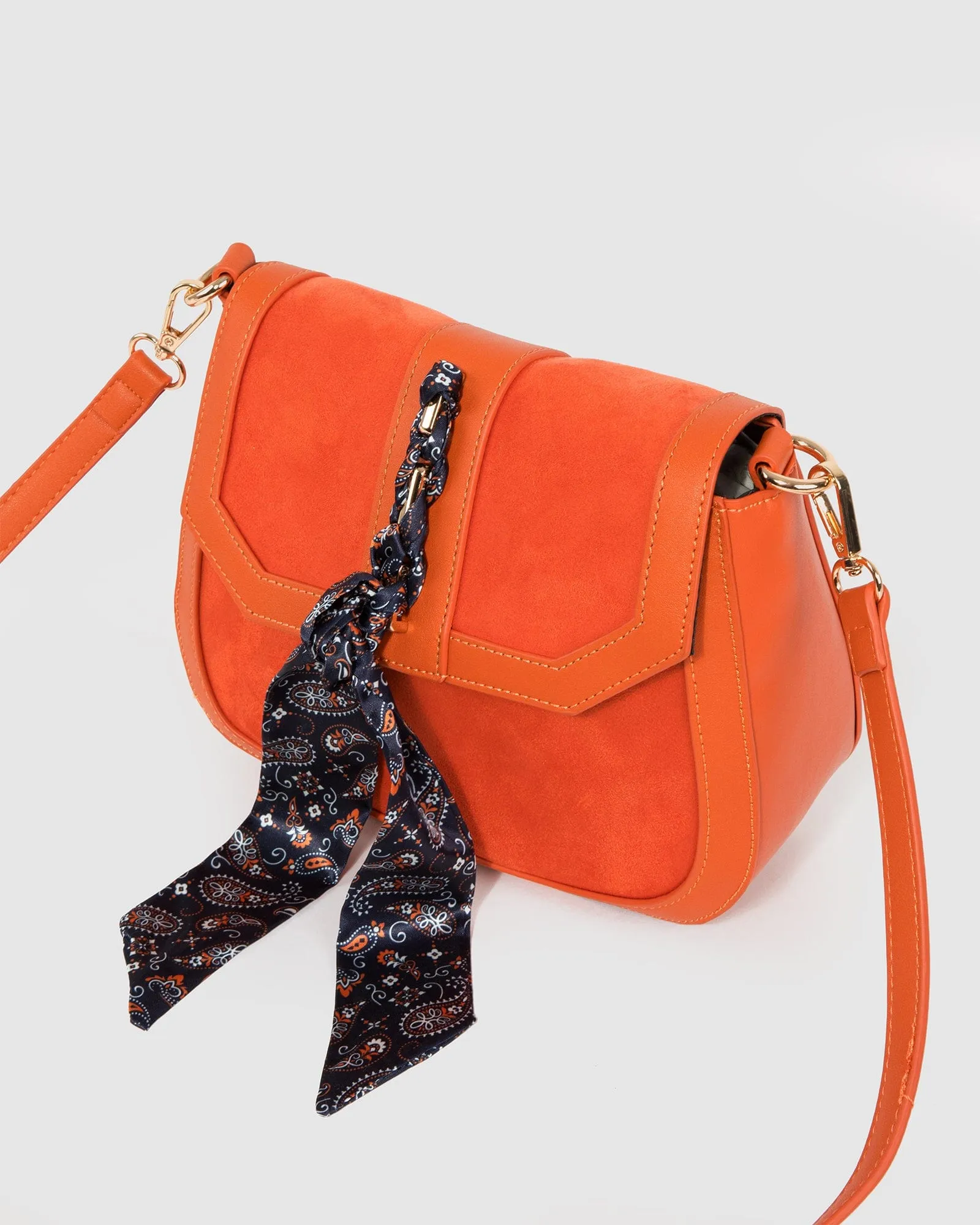 Orange Aria Scarf Crossbody Bag