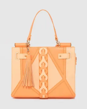 Orange Stephanie Braided Panel Tote Bag