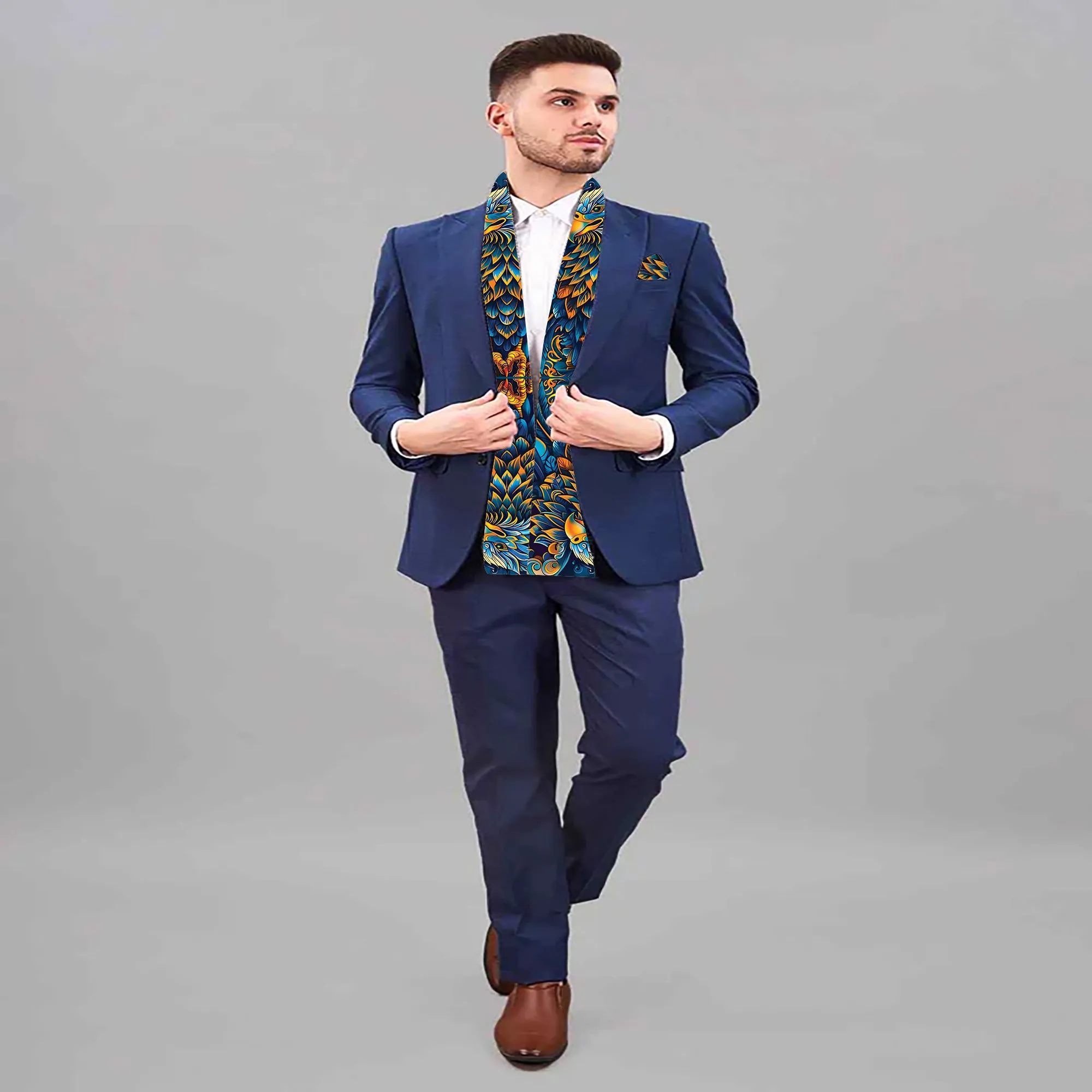 PAKISTANI BRAND SCARF AND POCKET SQUARE SET -  ETHEREAL EAGLE