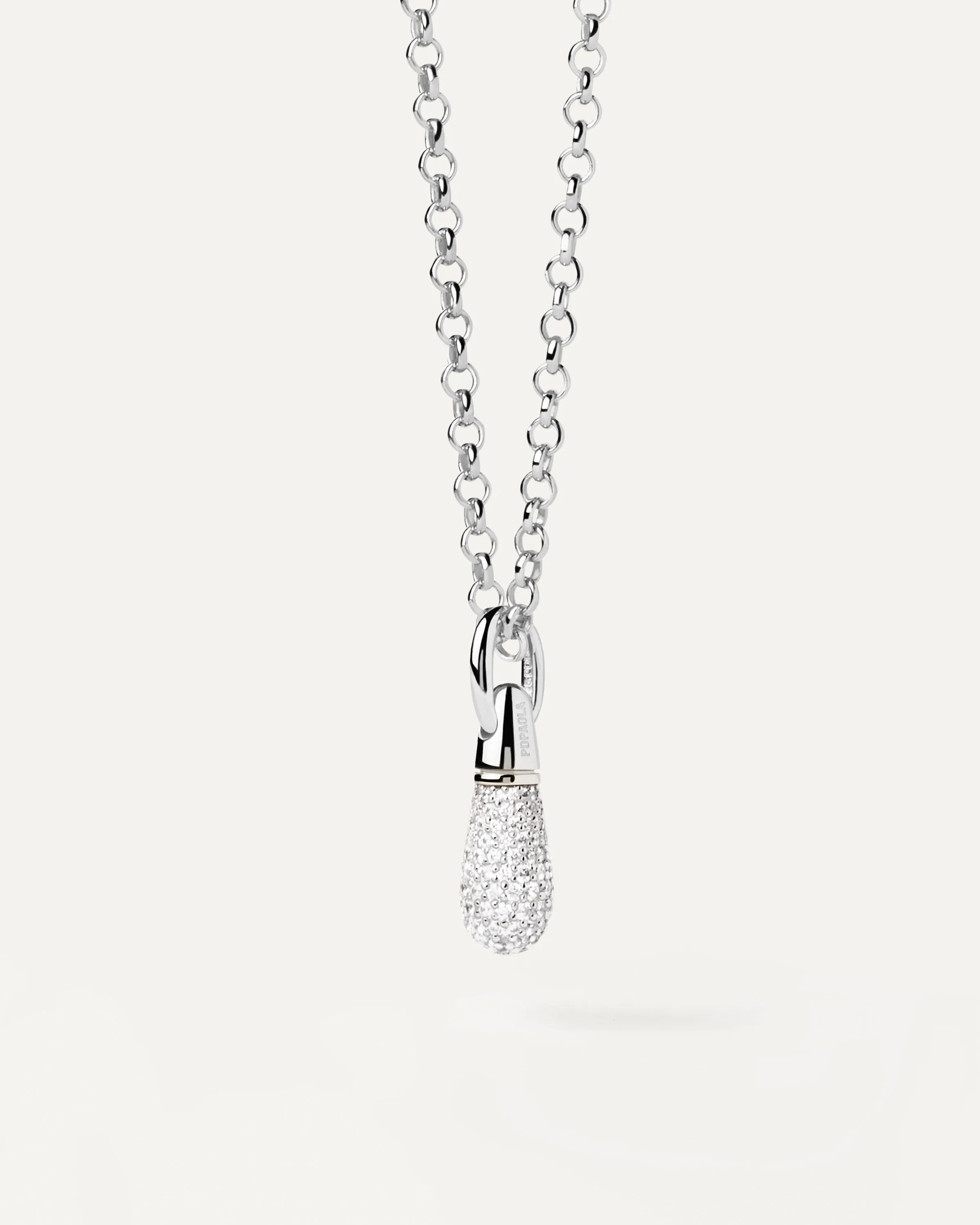 Pavé Drop Silver Pendant