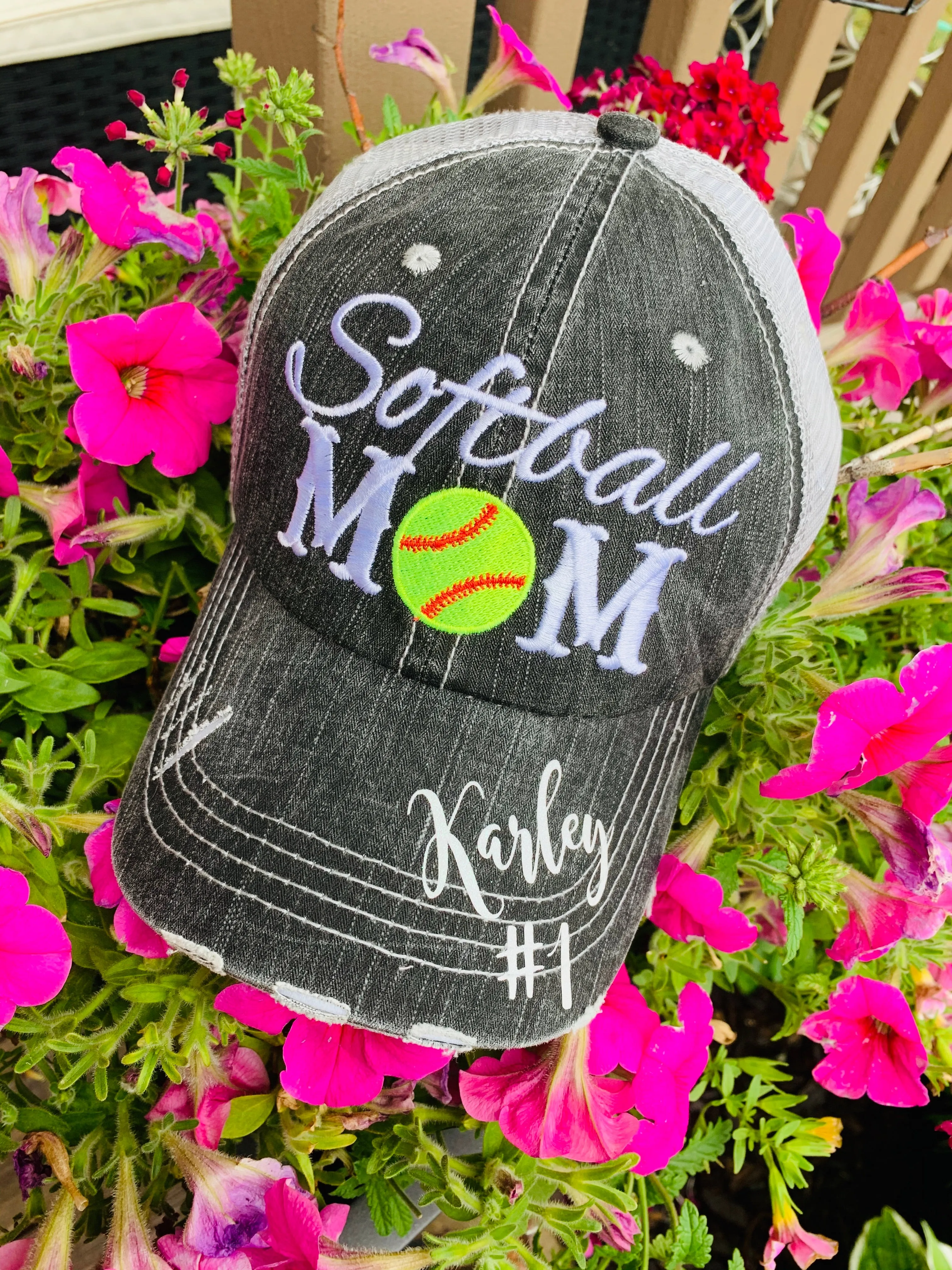 Personalized Mom hats Baseball mom Embroidered womens distressed trucker cap Sports