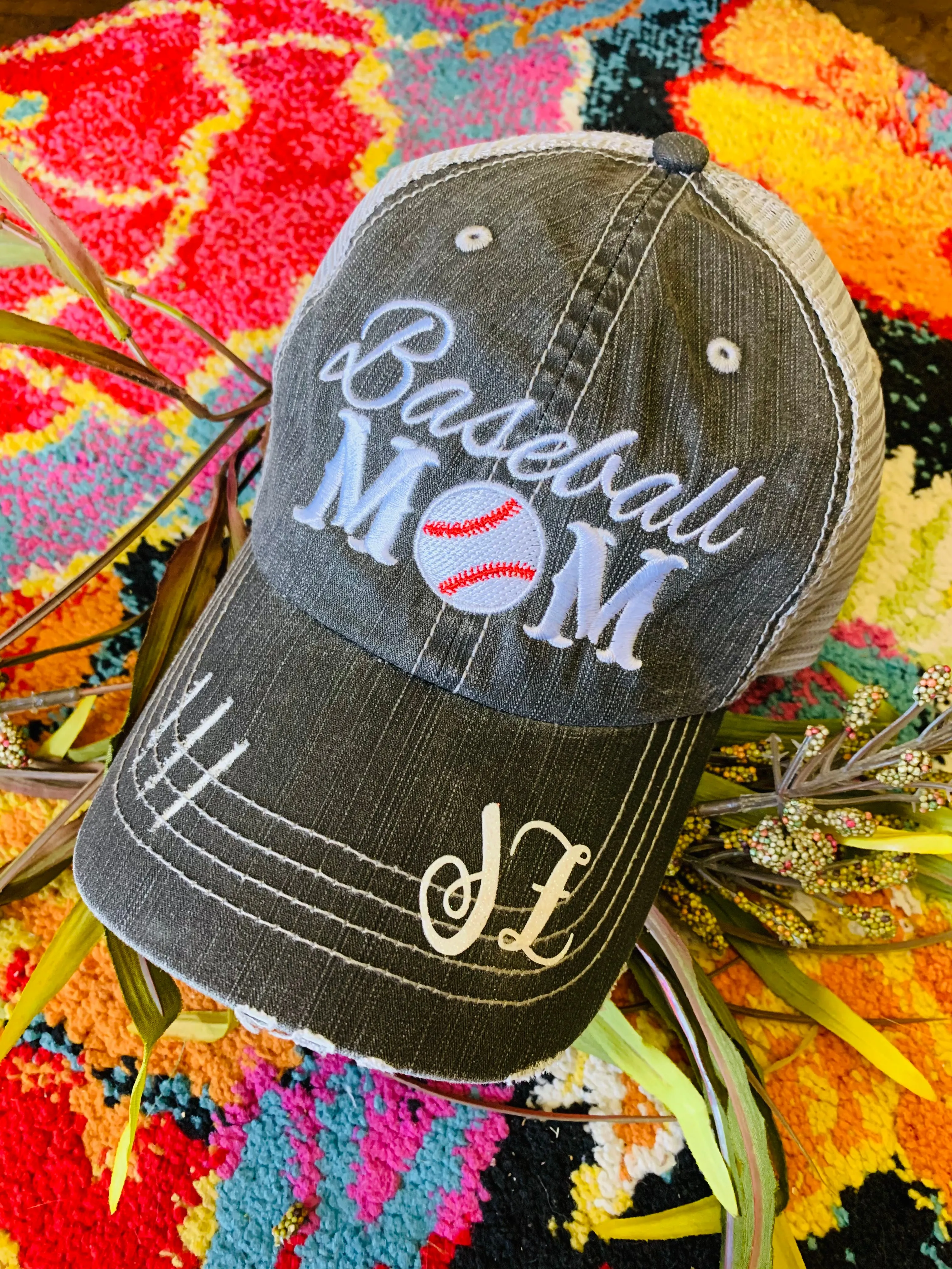 Personalized Mom hats Baseball mom Embroidered womens distressed trucker cap Sports