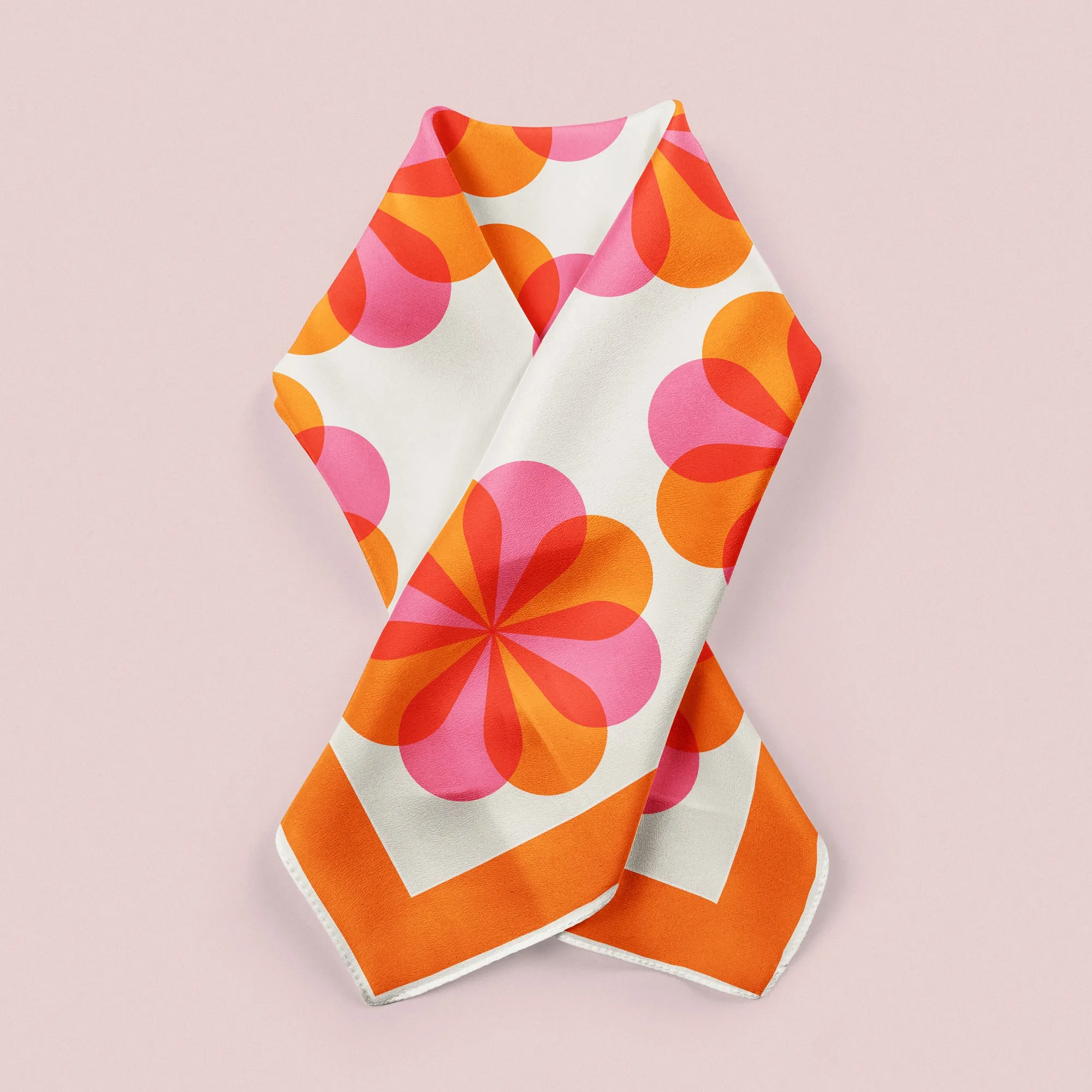 Pink Pinwheels square silk scarf