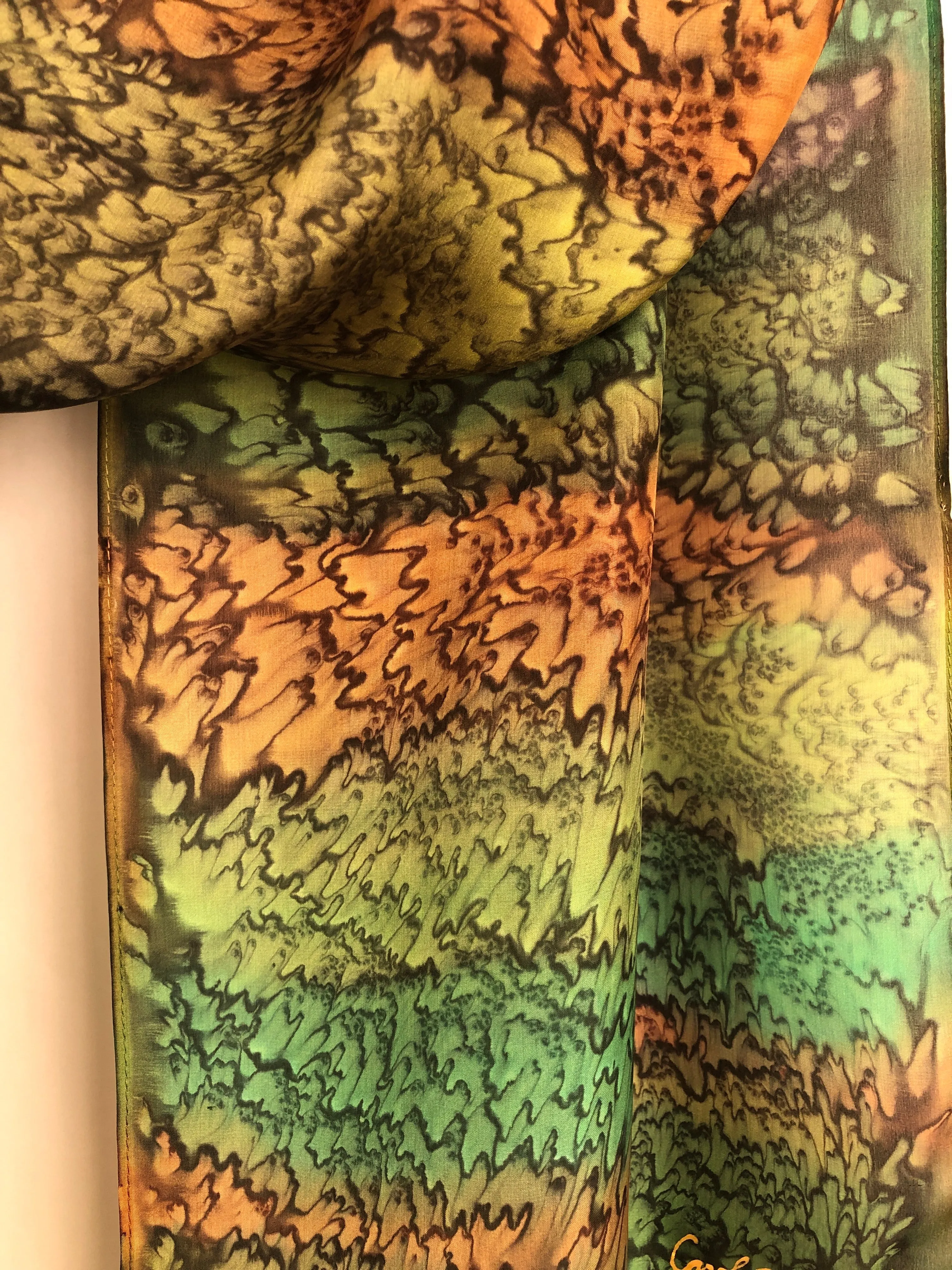 "Woodsy Mermaid" - Hand-dyed Silk Scarf - $125