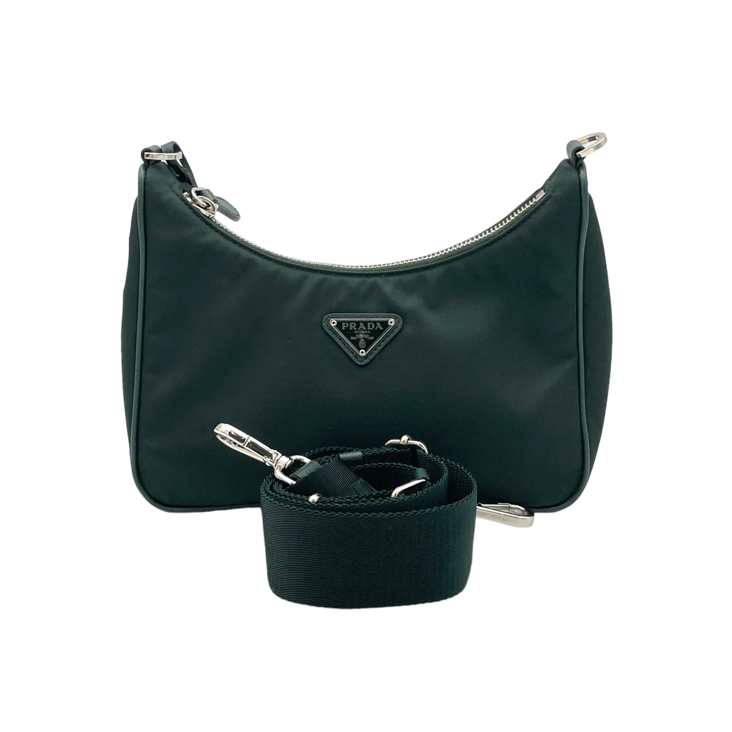 Re-edition 2005 Green Crossbody Bag in Re-Nylon, Silver hardware