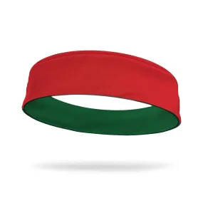 Red and Forest Green Wicking Reversible Headband