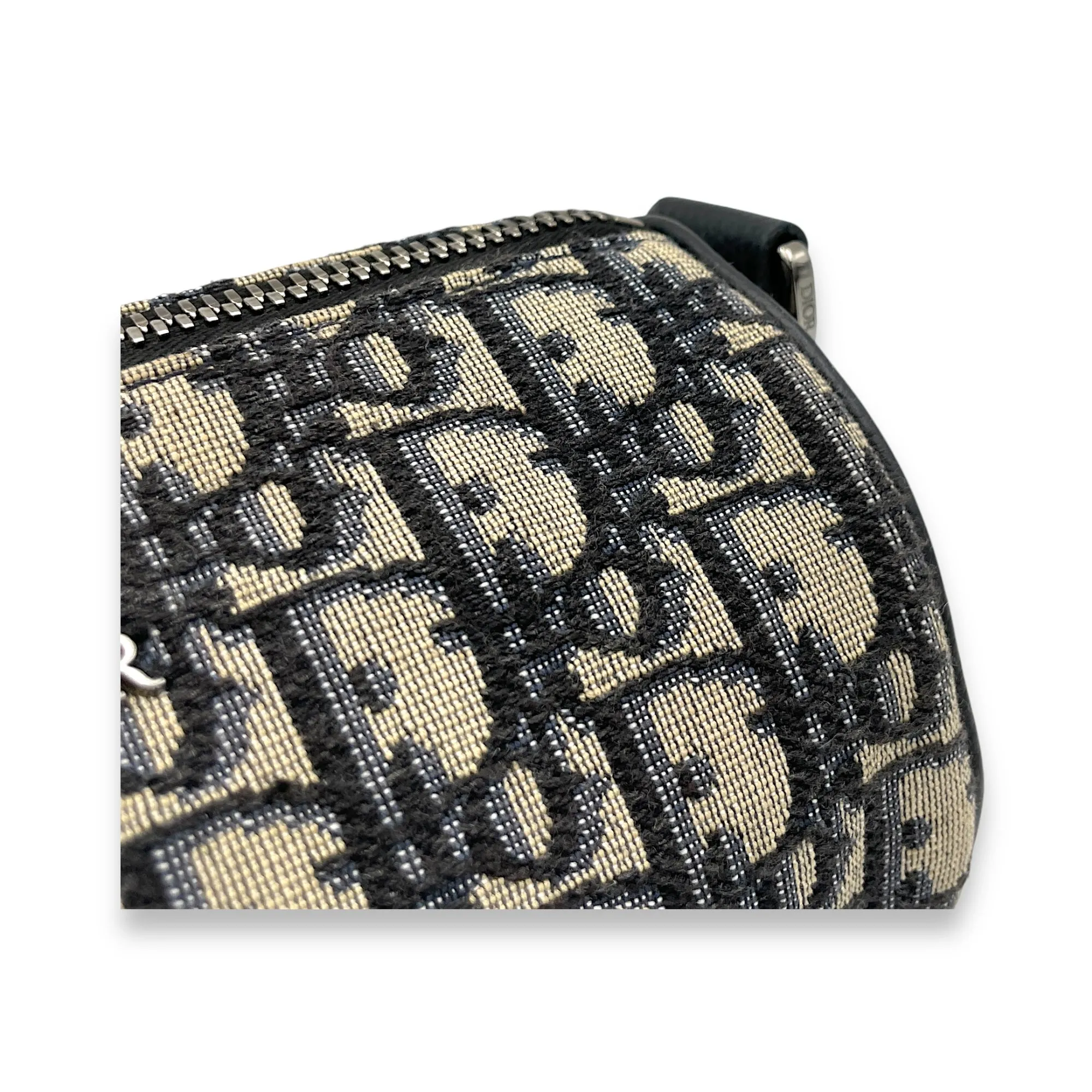 Roller Crossbody Bag Blue in Jacquard, Silver hardware