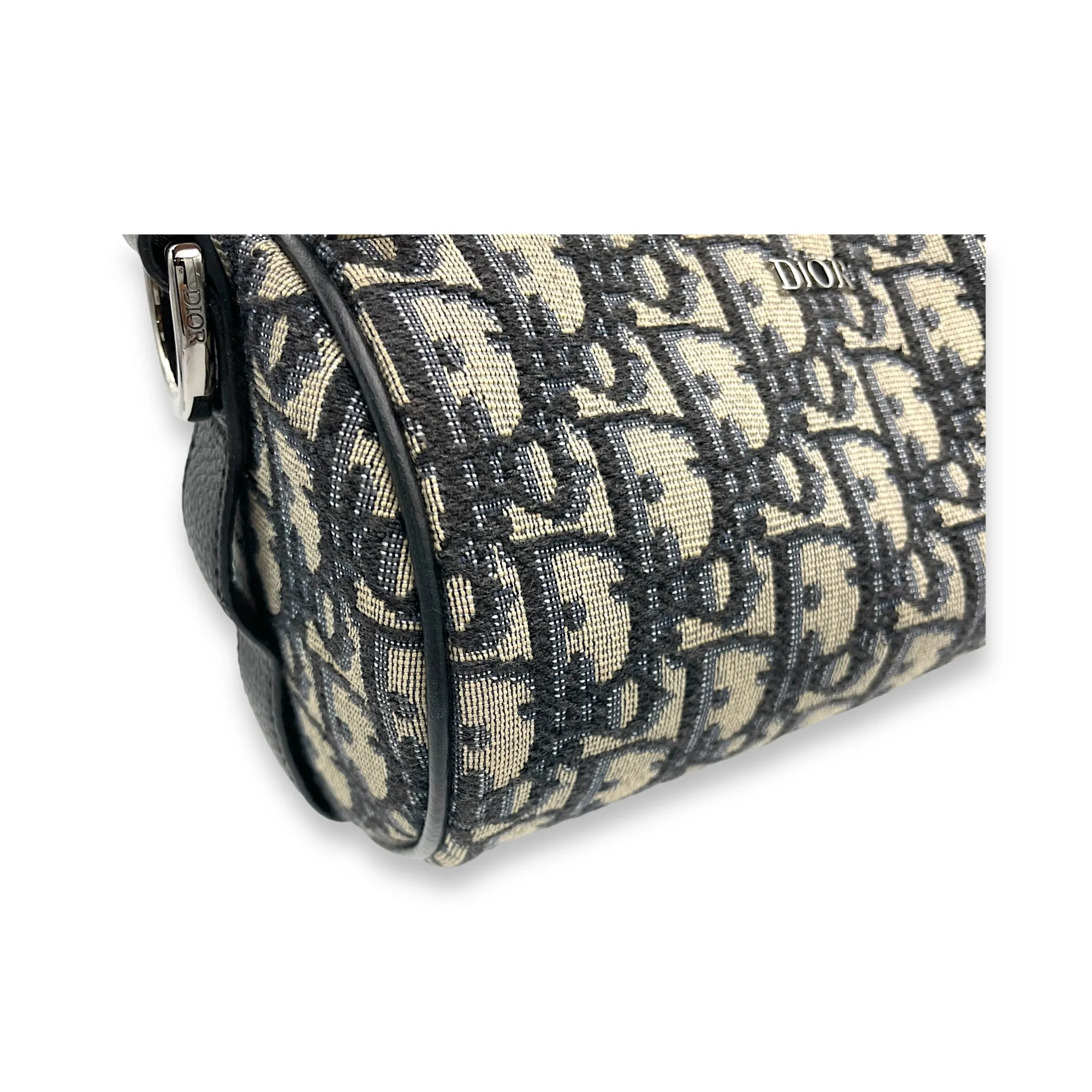 Roller Crossbody Bag Blue in Jacquard, Silver hardware