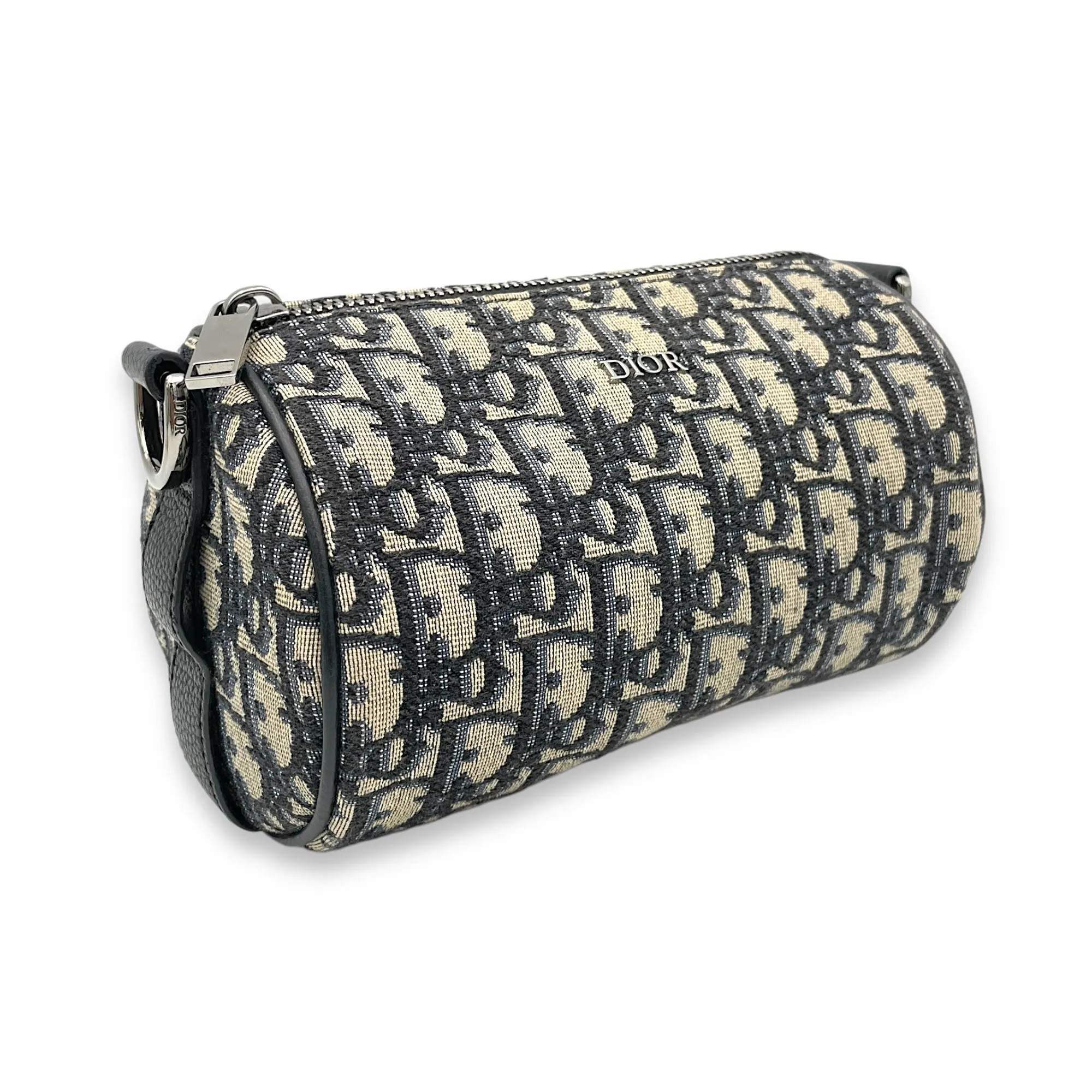 Roller Crossbody Bag Blue in Jacquard, Silver hardware