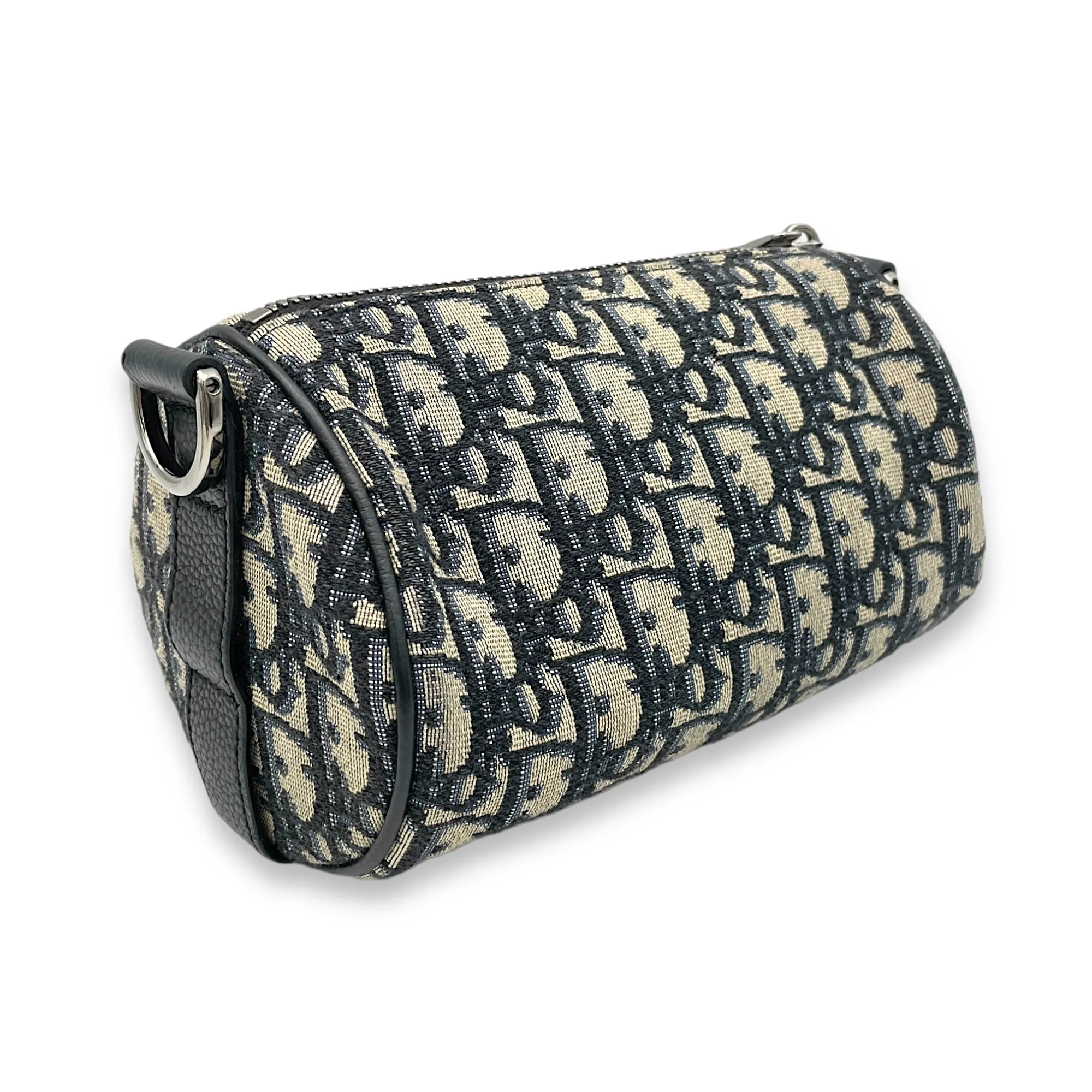 Roller Crossbody Bag Blue in Jacquard, Silver hardware