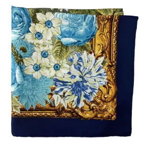 Rubinacci Silk Scarf Navy Villa Lucia Design - Square Foulard