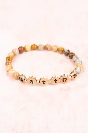 SALE! Evangeline Brown Goldtone 'Matt 17:20' Beaded Bracelet