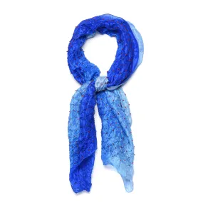 Silk Scarf - Sky Blue Bandhani From Rajasthan