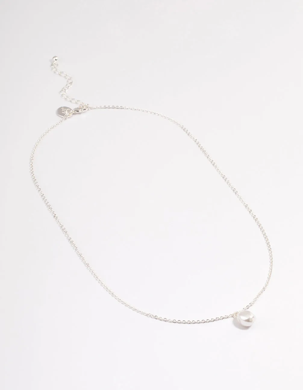 Silver Pearl Dangle Necklace