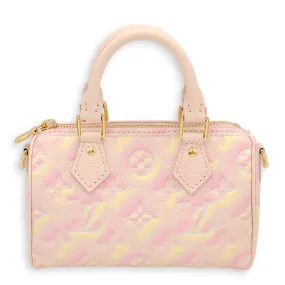 Speedy Nano Pink/Yellow Candy Crossbody Bag in Calfskin, Gold hardware