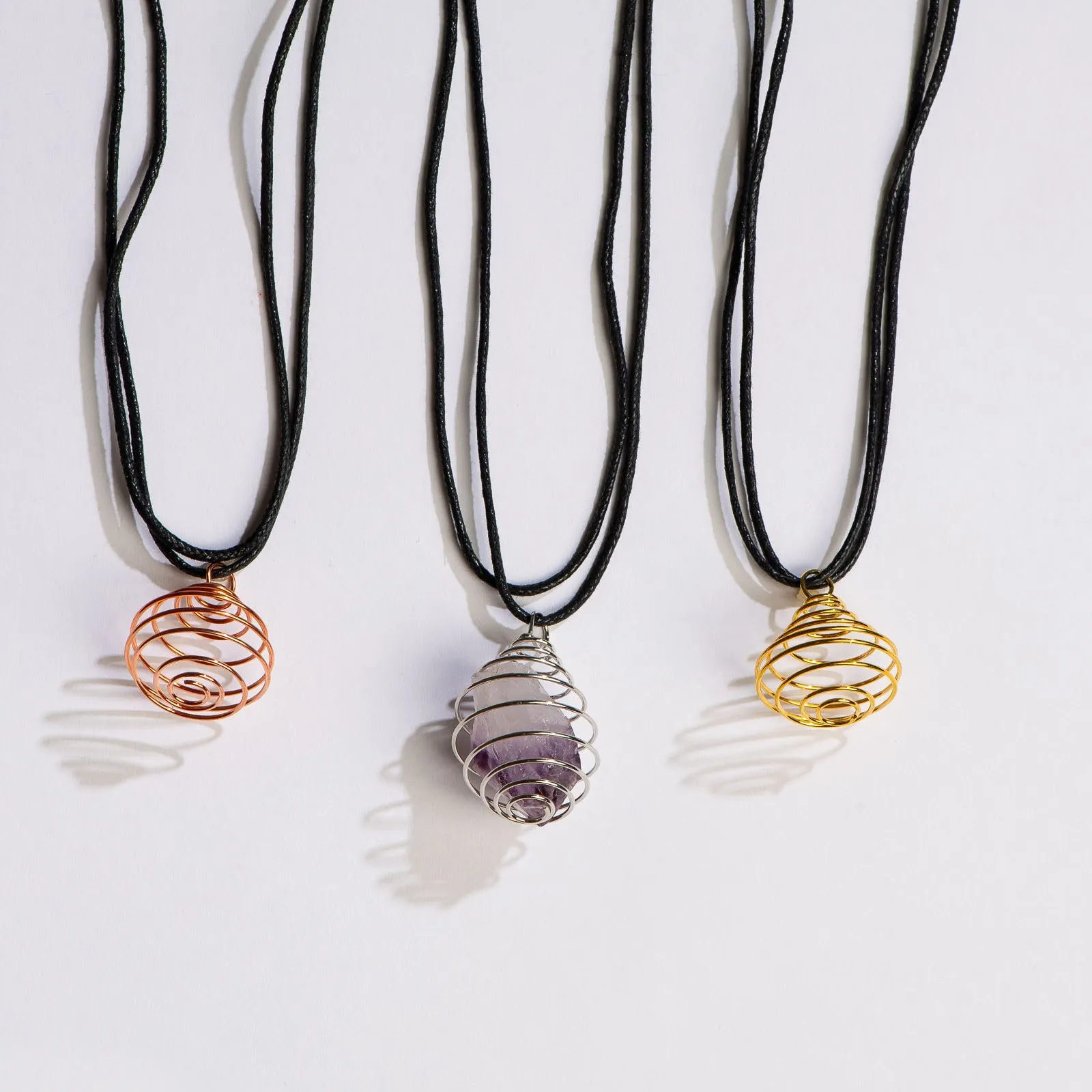 Spiral Pendant Wire Holder Necklace