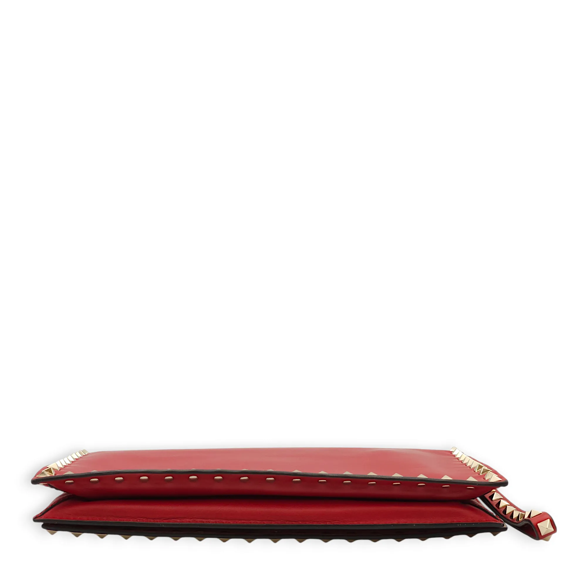 Studded Wristlet Red Clutch in Lambskin, Gold hardware