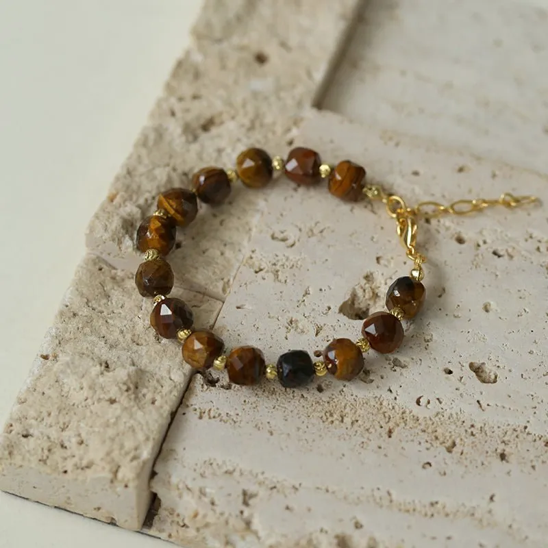 Vintage Earth Tone Gemstone Beaded Bracelet