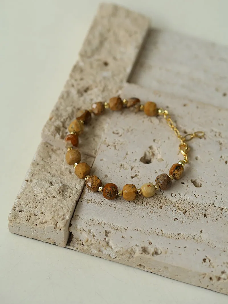 Vintage Earth Tone Gemstone Beaded Bracelet