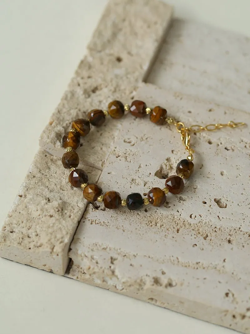 Vintage Earth Tone Gemstone Beaded Bracelet