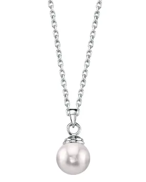 White Japanese Akoya Pearl Hope Pendant, 8.0-8.5mm - 14K Gold