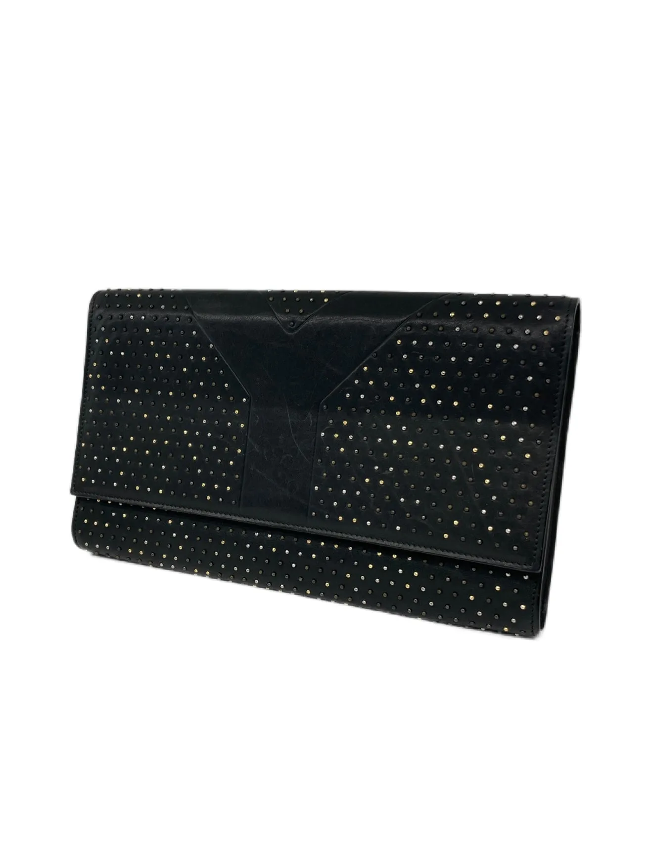 Yves Saint Laurent Black Studded Clutch